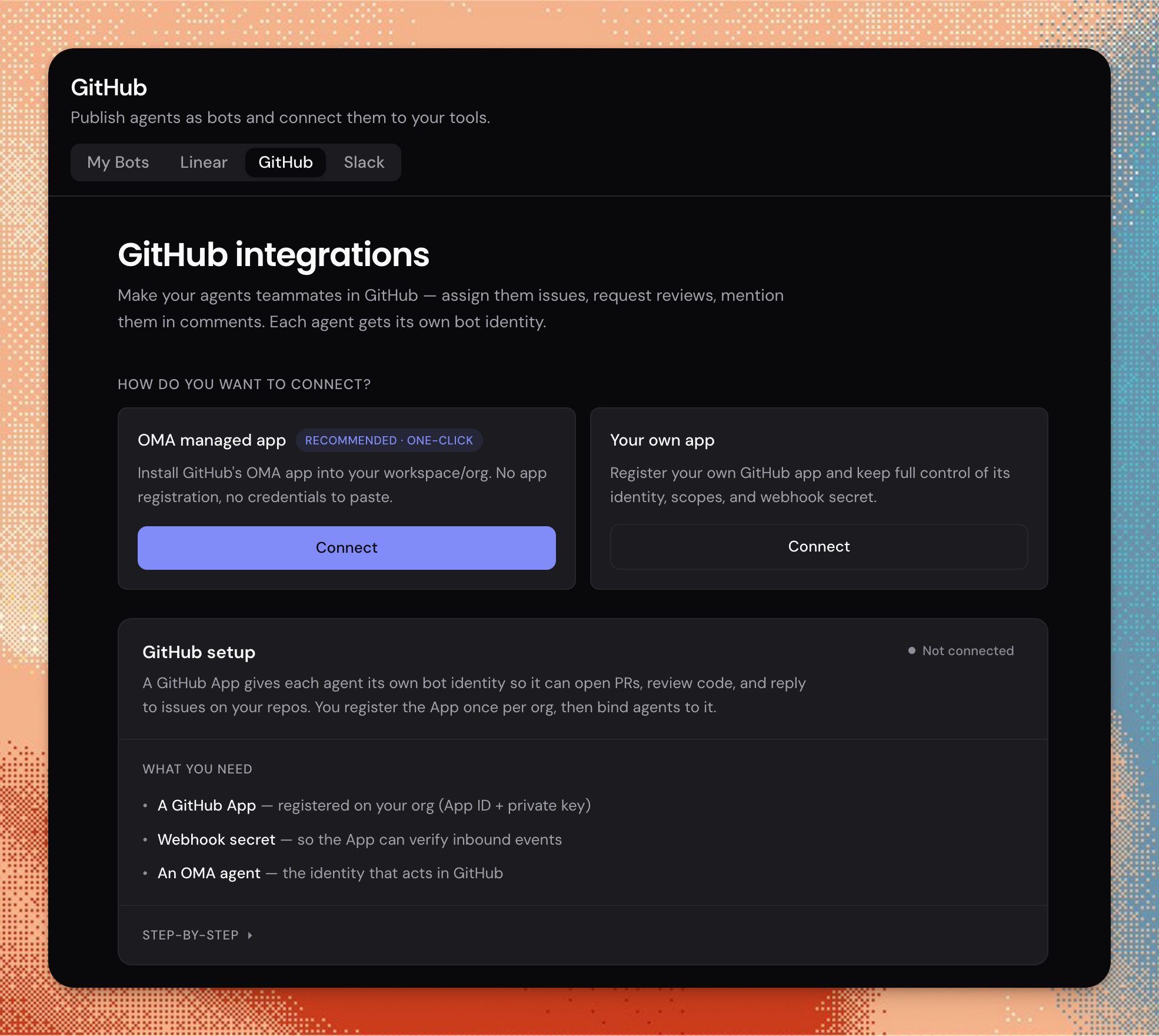 GitHub Issues board — assign an issue to an agent and it spawns a briefed session